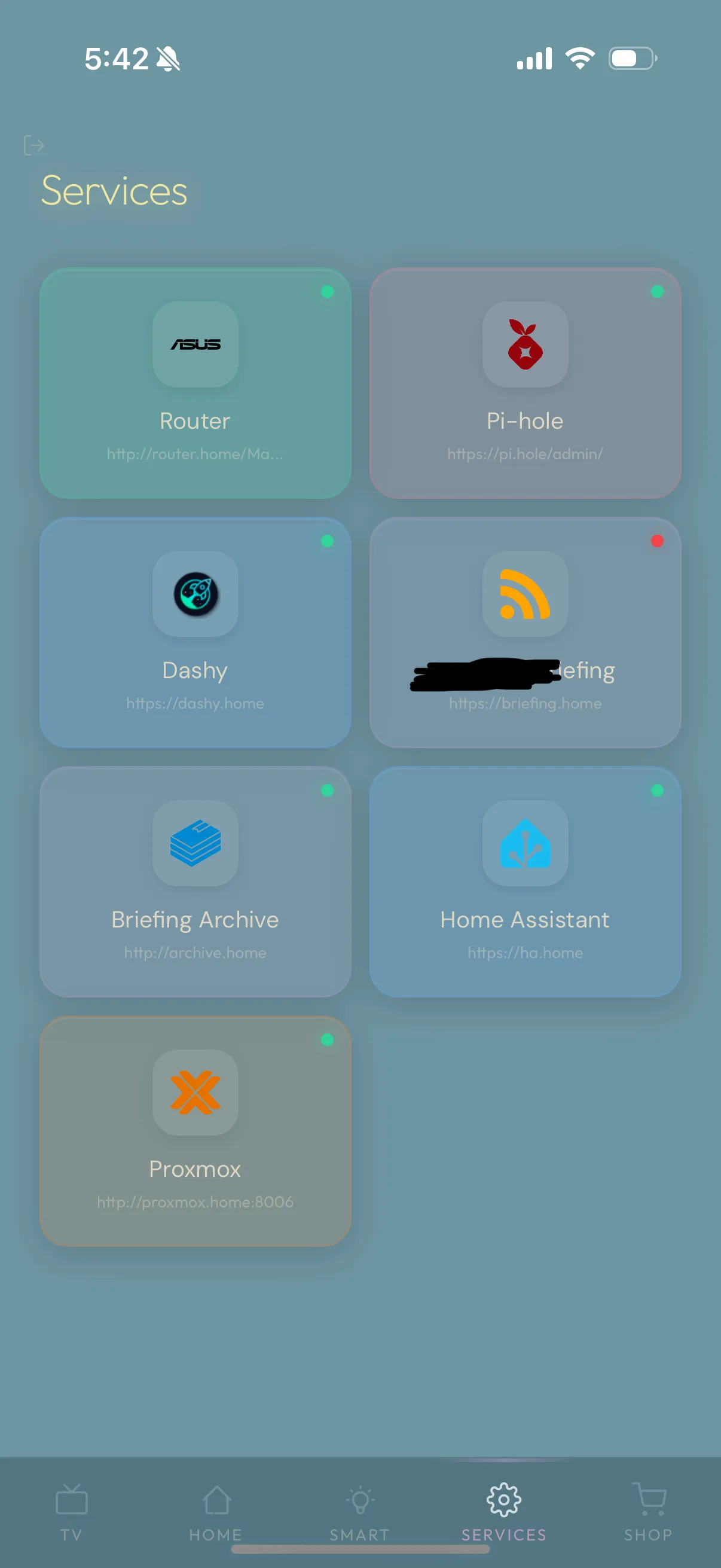 One of the dashboard's app pages.