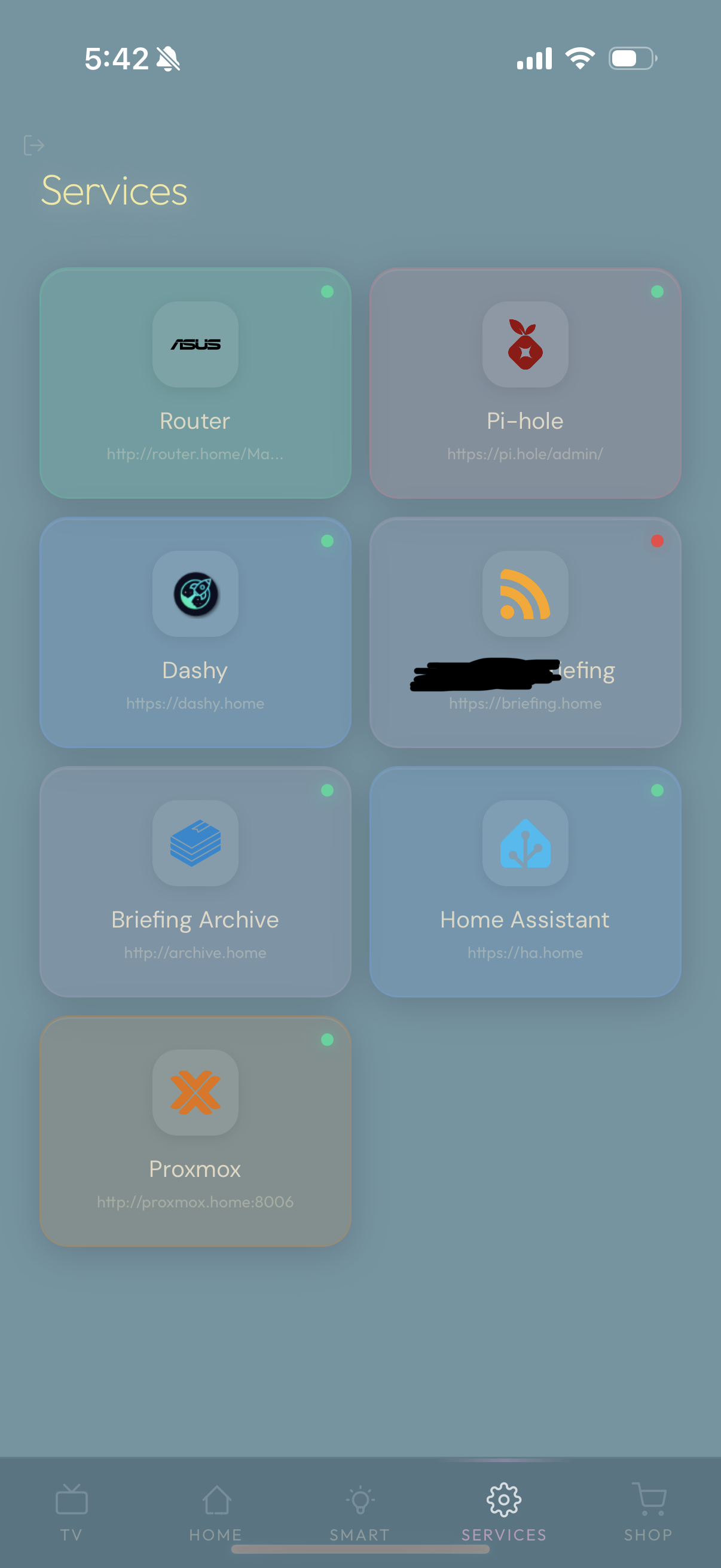 One of the dashboard's app pages.